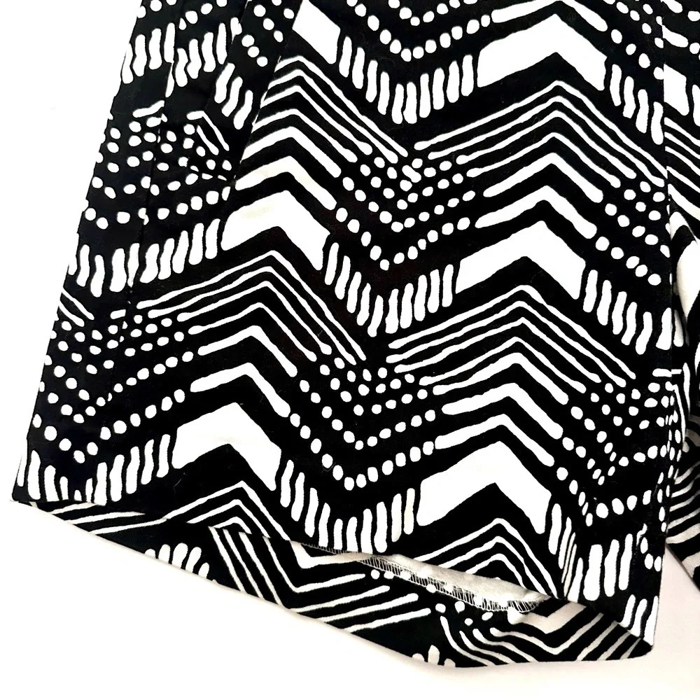 J. Crew Stretch Chino Shorts Black and White Tribal Stripes Size 6